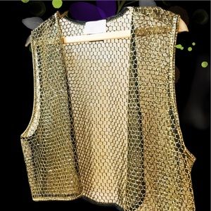 🍃Cache | Metallic Open Front Metallic Vest